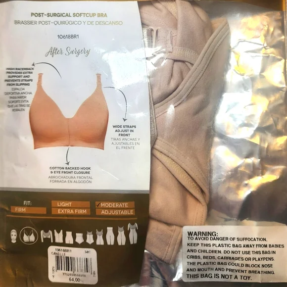 NWT Annette Post Surgical No Wire Bra 34C Beige - Picture 4 of 7